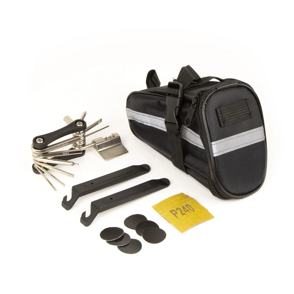 Quella Essentials Saddle Bag & Pack - Includes Multi-Tool, Saddle Bag, Tyre Levers & Puncture Repair Kit